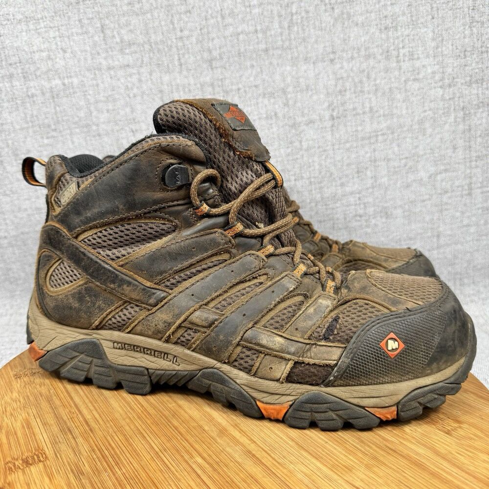 Merrell Moab Vertex Vent Boots Men's Size 10 W Steel Toe Leather Hiking Work